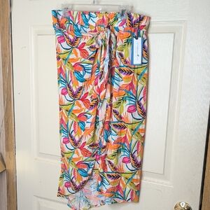 NWT Caribbean Joe Multicolor Tropical Sarong/Skirt